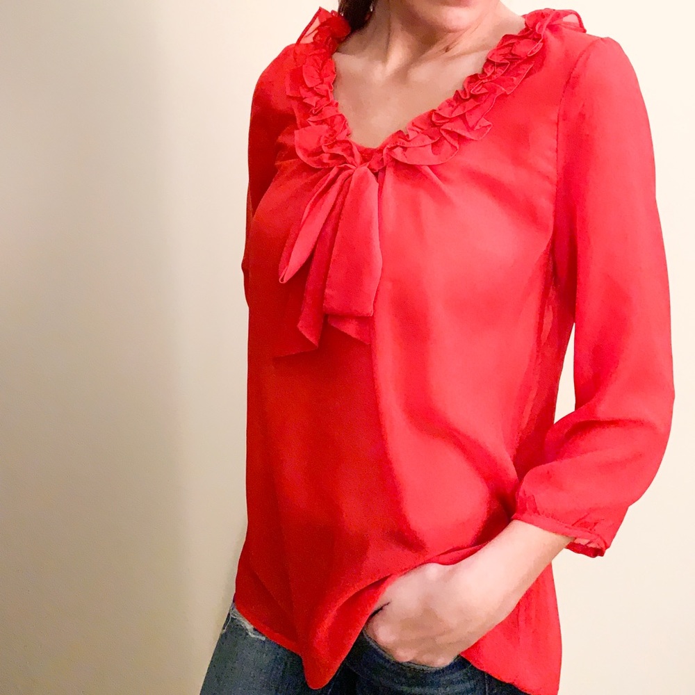 [SOLD!] Red Bow Blouse